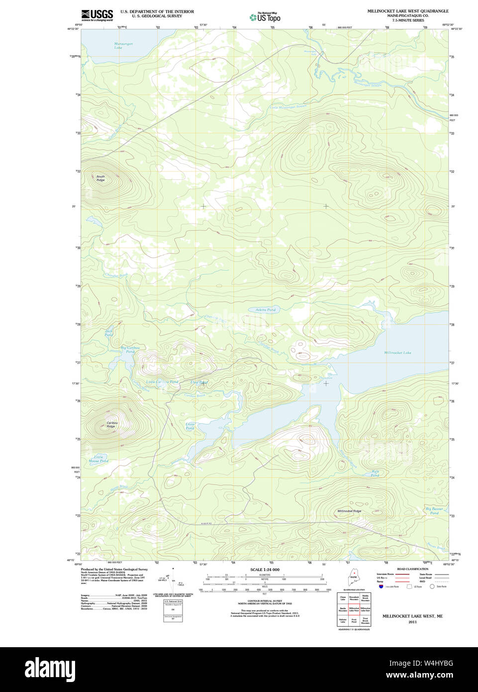 Maine USGS Historical Map Millinocket Lake West 20110909 TM Restoration