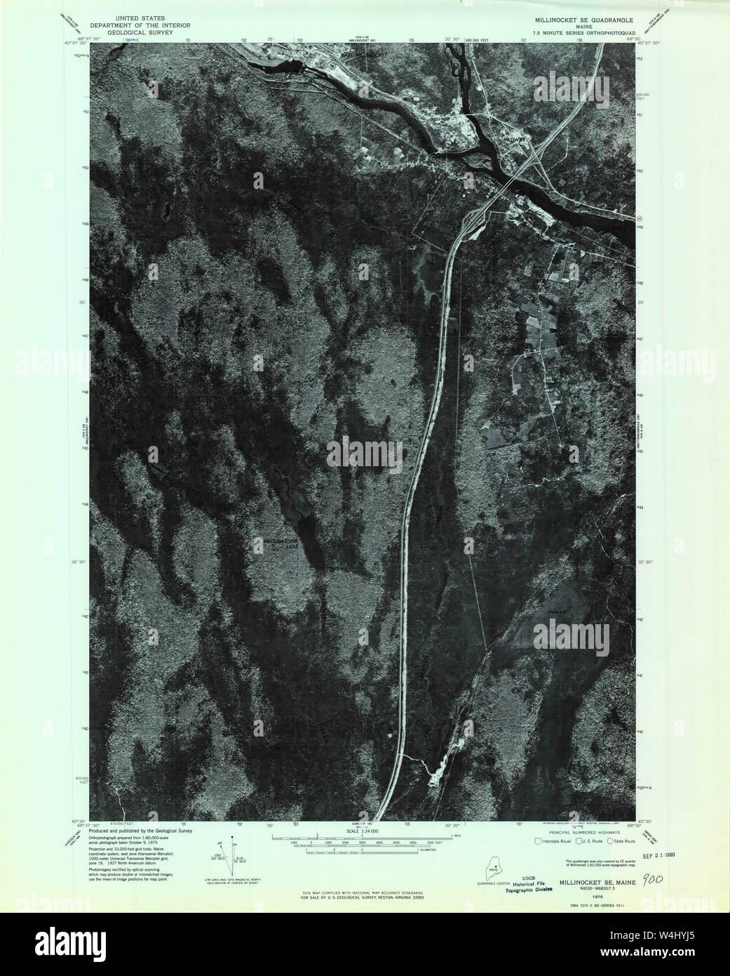 Maine USGS Historical Map Millinocket SE 806915 1975 24000 Restoration