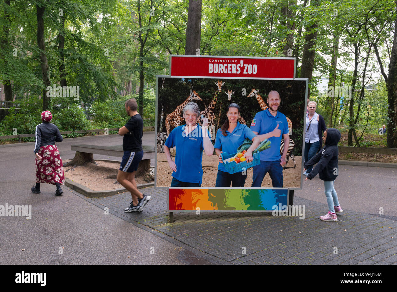 Billboard with advertisement for the Royal Burgers' Zoo in Arnhem, The Netherlands Stock Photo