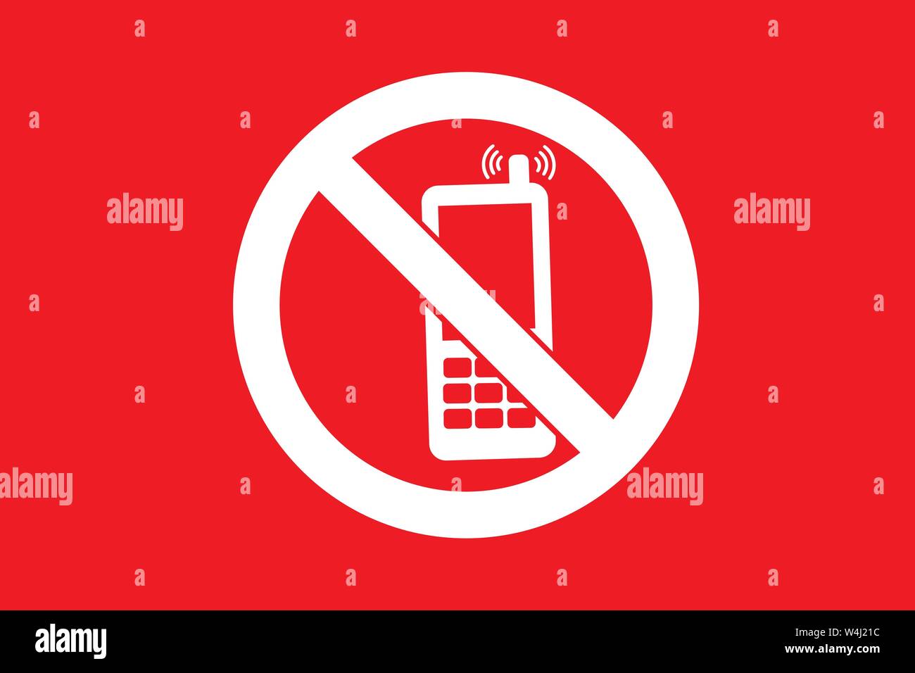 No cell phone sign on red background. Stock Vector