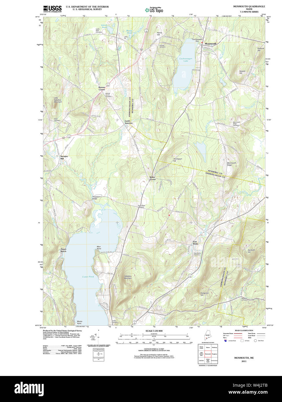 Maine USGS Historical Map Monmouth 20110902 TM Restoration Stock Photo