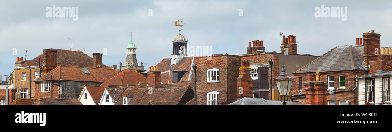 Rochester town rooftops vista with weather vanes, Rochester, Kent, UK Stock Photo