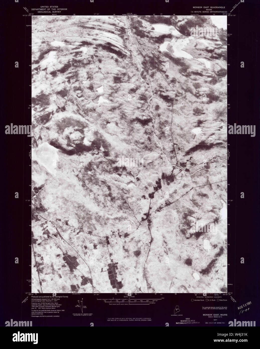 Maine USGS Historical Map Monson East 806929 1977 24000 Inversion