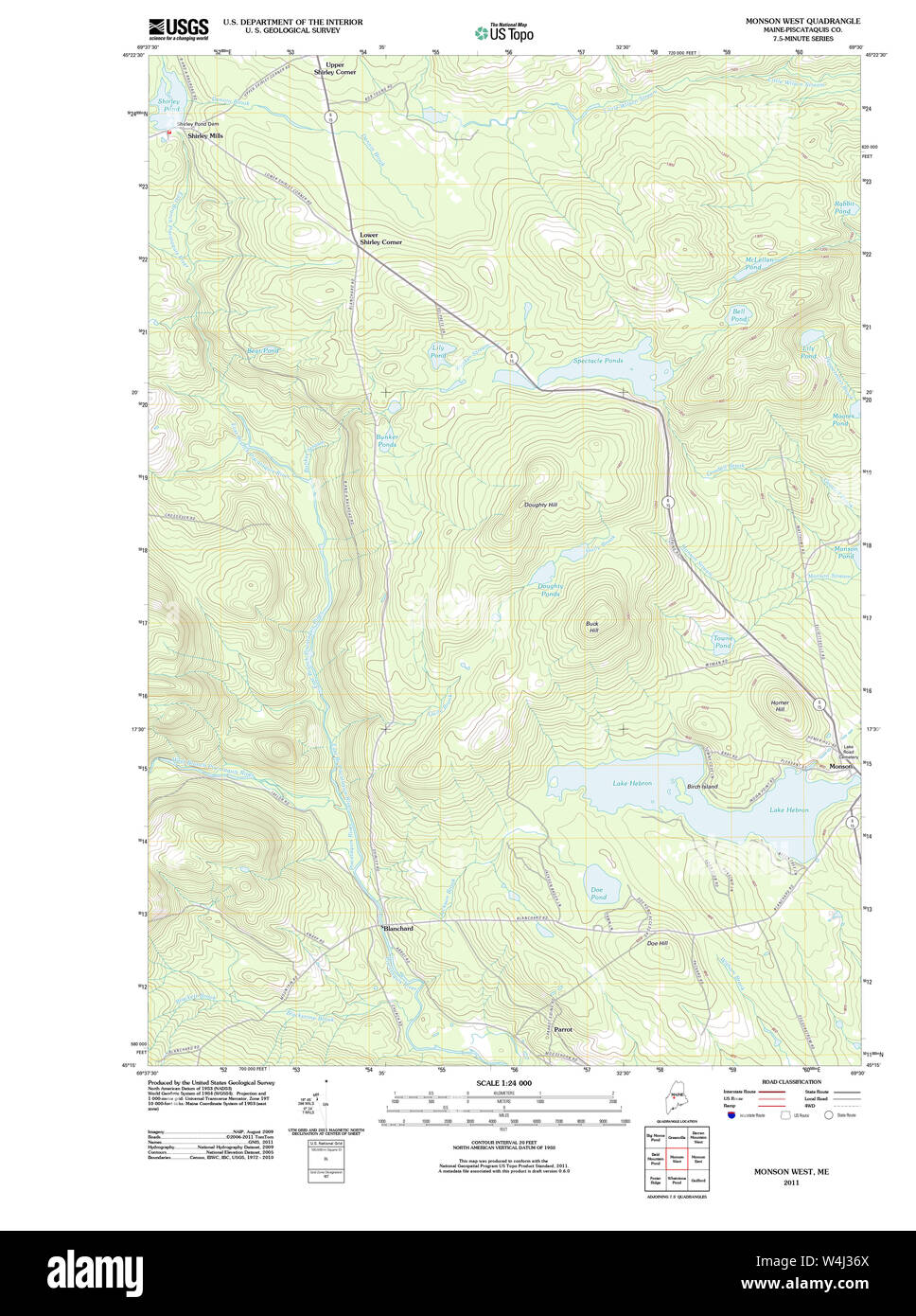 Maine USGS Historical Map Monson West 20110831 TM Restoration Stock