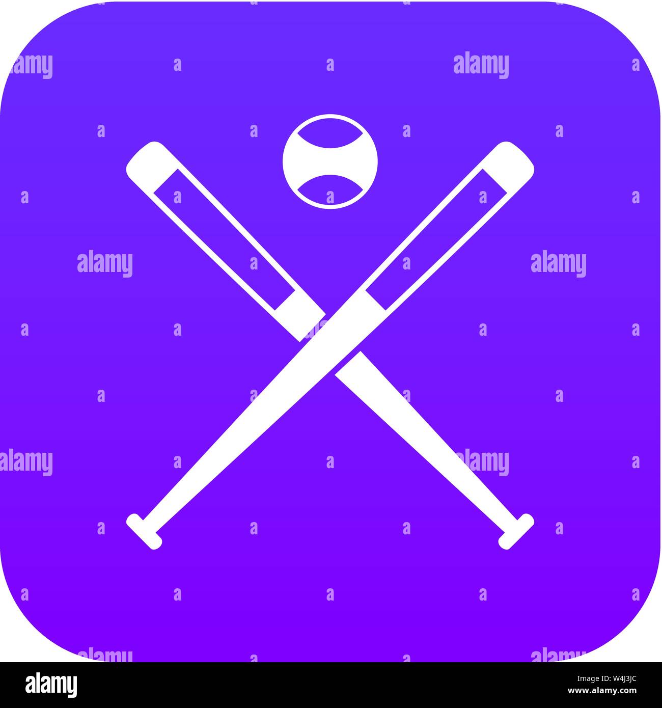 Crossed baseball bats and ball icon digital purple Stock Vector Image