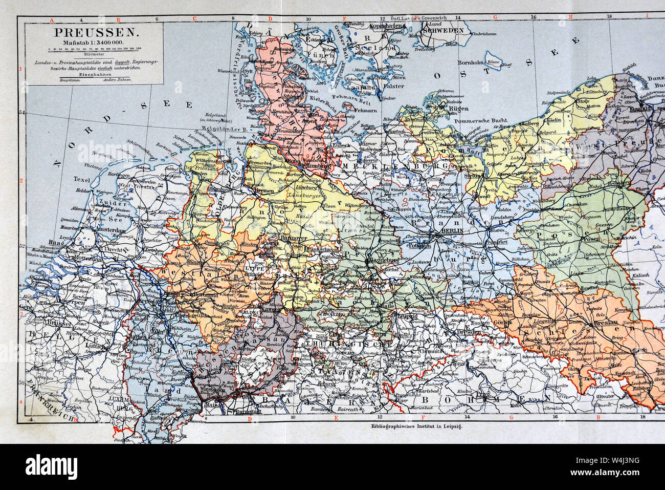 Meyer Map of Prussia and Germany, 1900