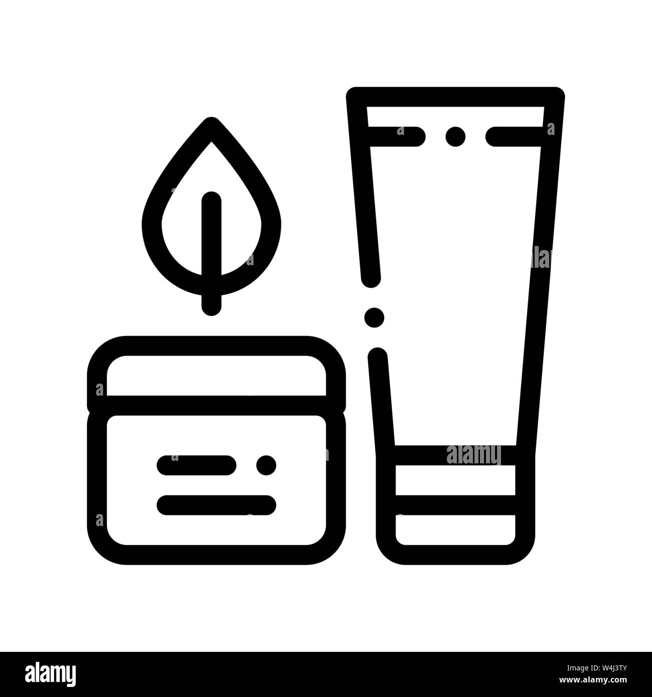 Cream Container Tube Leaf Vector Thin Line Icon Stock Vector