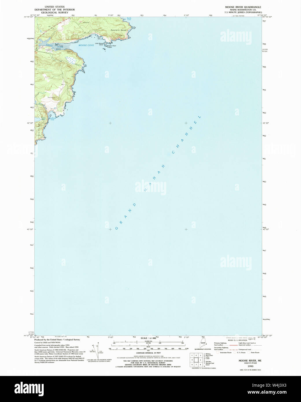 Maine USGS Historical Map Moose River 102769 1993 24000 Restoration Stock Photo Alamy