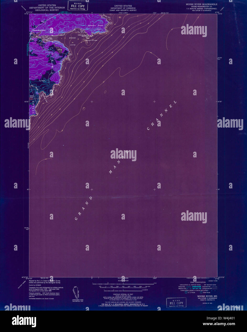 Maine USGS Historical Map Moose River 806939 1951 24000 Inversion Restoration Stock Photo Alamy