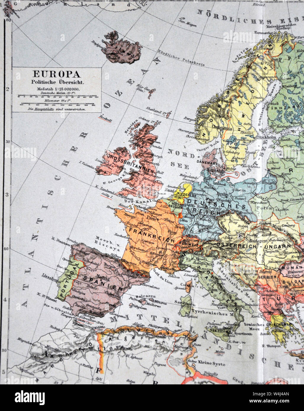1900 Meyer Map of Europe Stock Photo