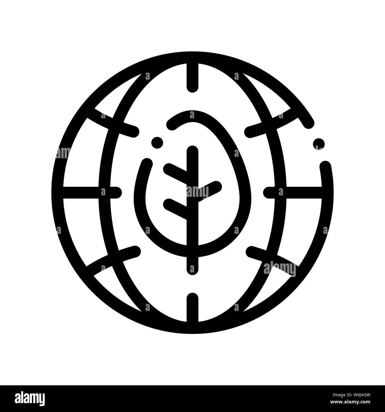 Earth Planet Leaves Tree Vector Thin Line Icon Stock Vector Image & Art ...