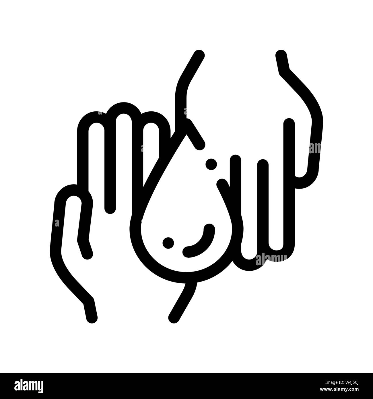 Hands And Drop Moisturizer Vector Thin Line Icon Stock Vector