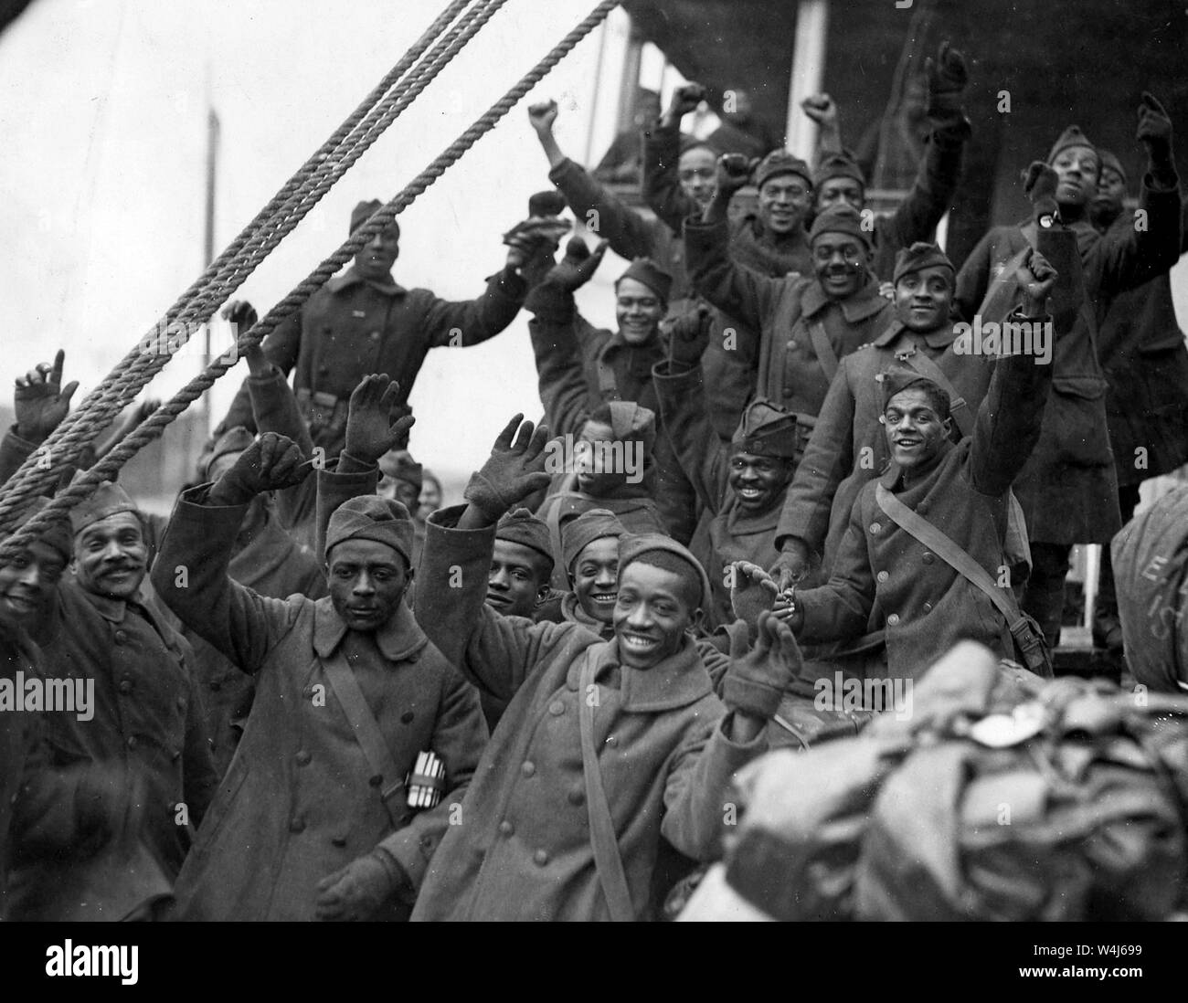 369th Infantry, formerly 15th New York Regulars, return to America. Circa 1919 Stock Photo