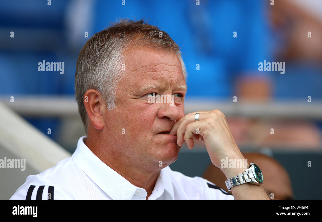 Sheffield United manager Chris Wilder during the pre-season friendly match at the Proact Stadium, Chesterfield. Stock Photo