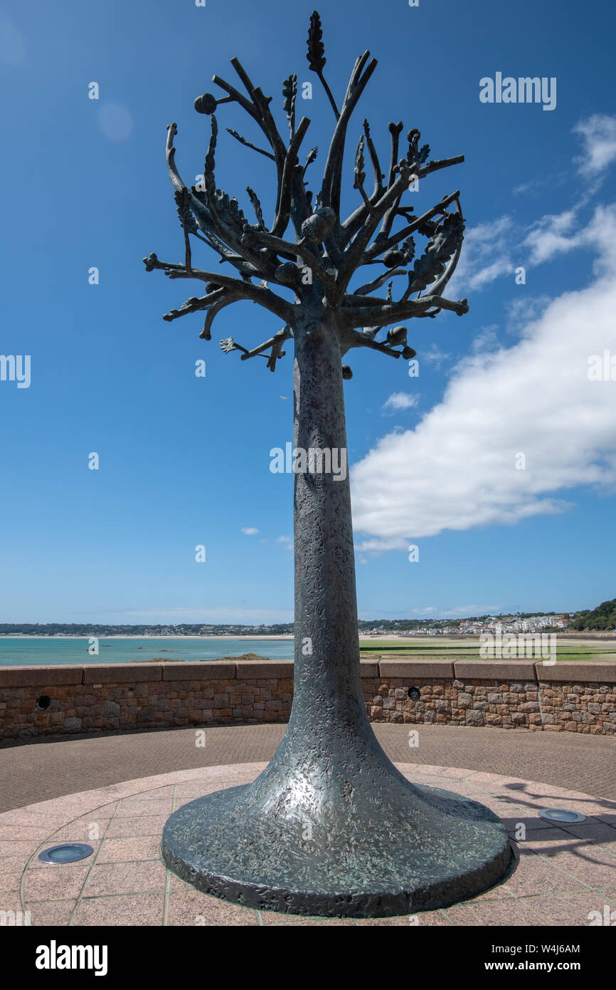 Freedom Tree, St Helier Waterfront, Jersey, Channel Islands Stock Photo ...