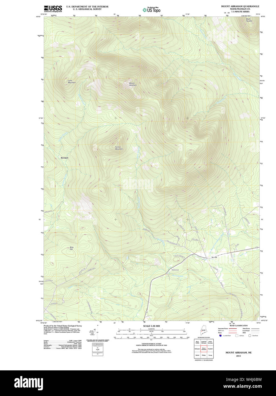 Maine USGS Historical Map Mount Abraham 20110829 TM Restoration Stock ...