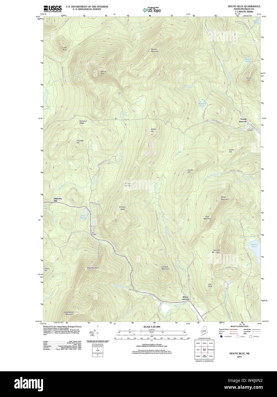 Maine USGS Historical Map Mount Blue 20110902 TM Restoration Stock ...