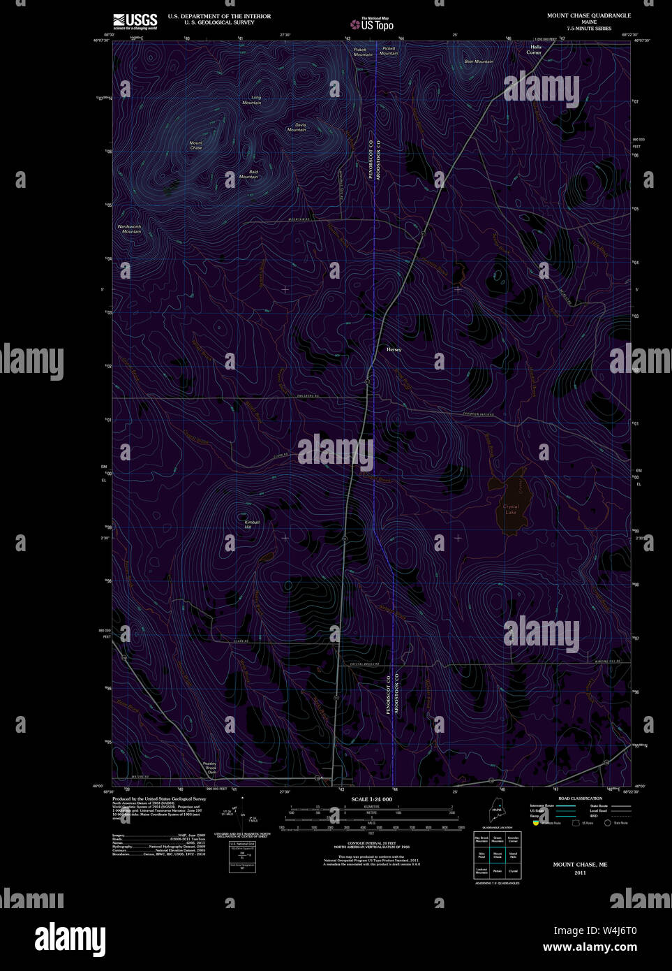 Maine USGS Historical Map Mount Chase 20110909 TM Inversion Restoration Stock Photo Alamy