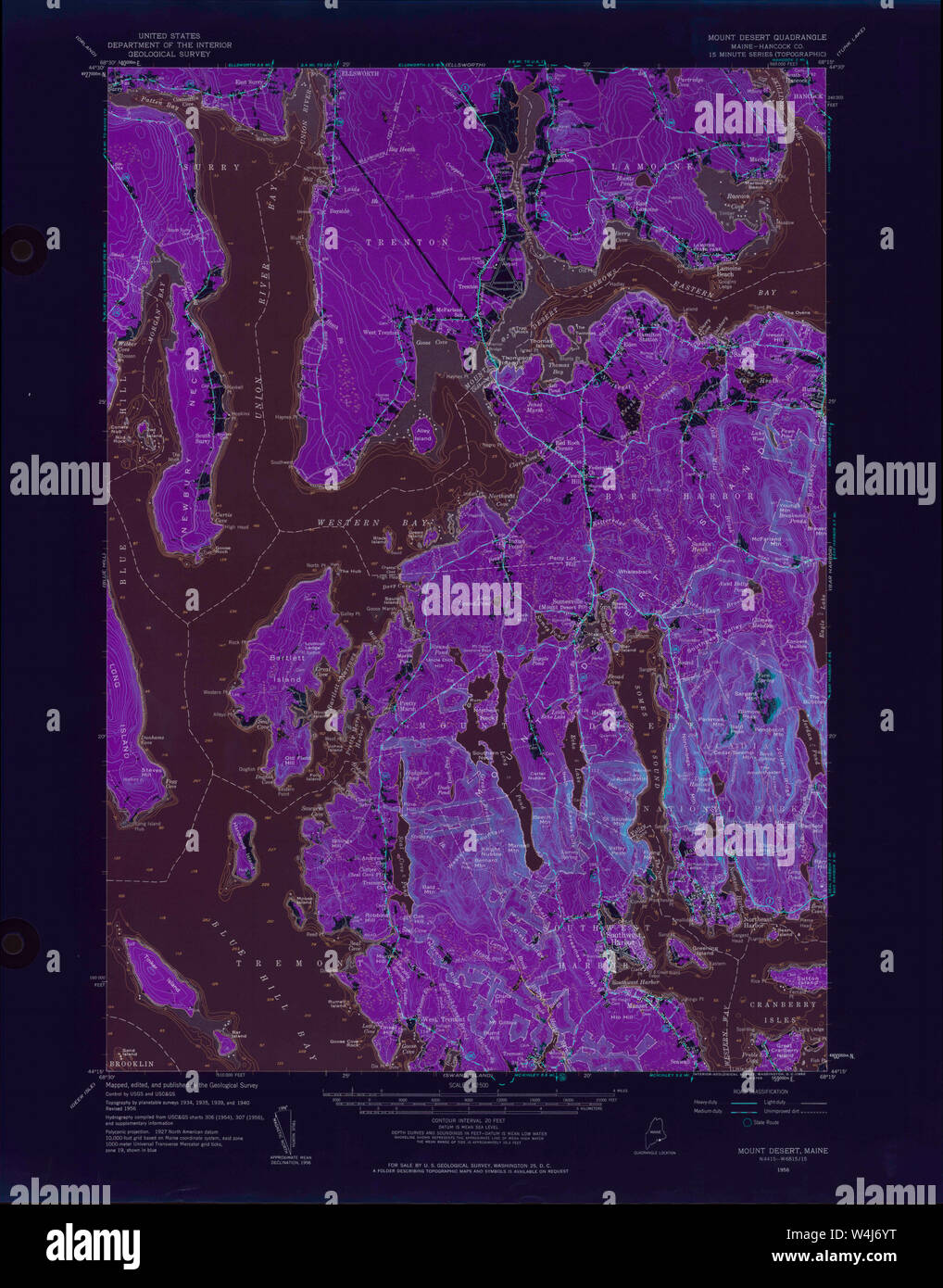 Maine USGS Historical Map Mount Desert 306673 1956 62500 Inversion