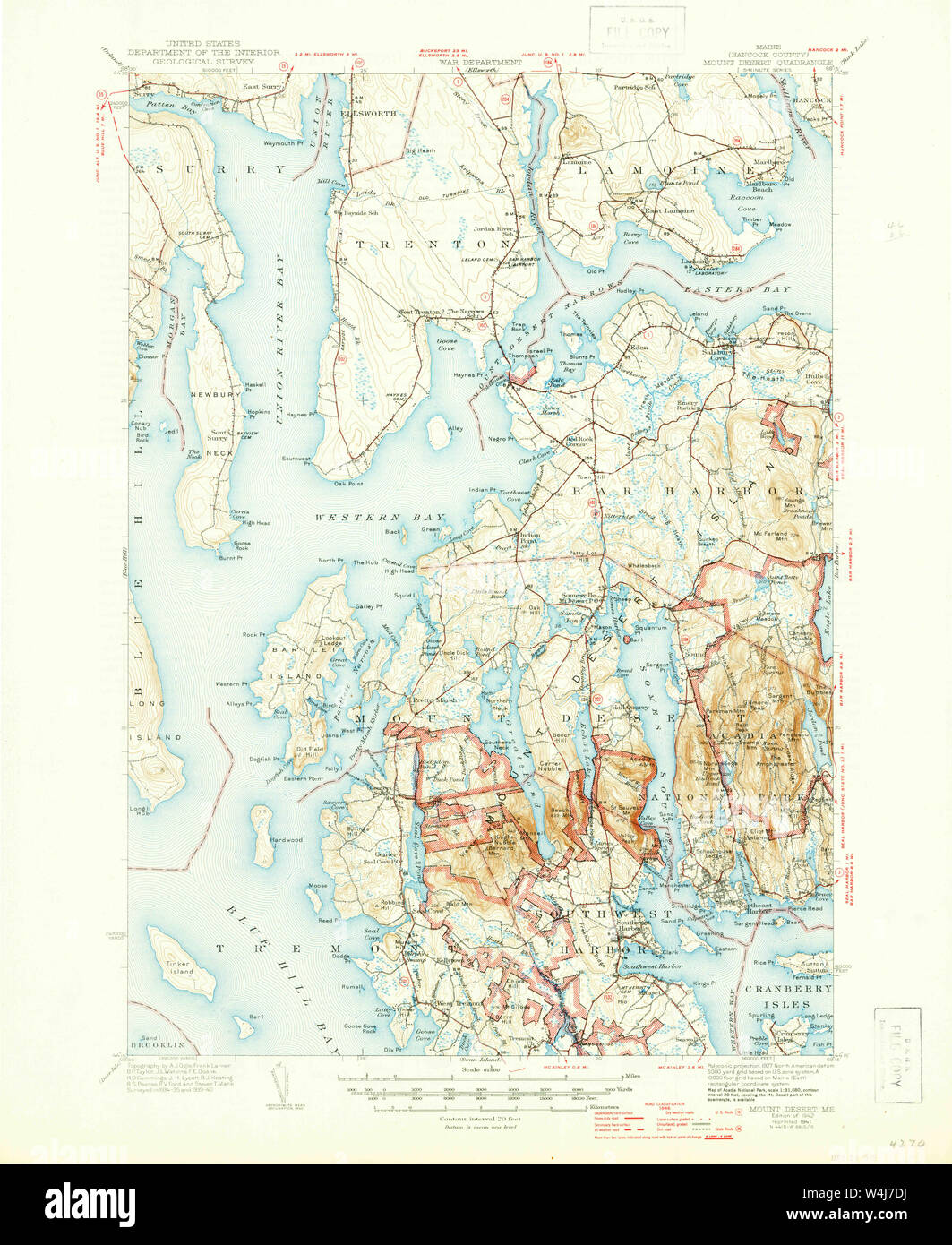 Maine USGS Historical Map Mount Desert 460638 1942 62500 Restoration