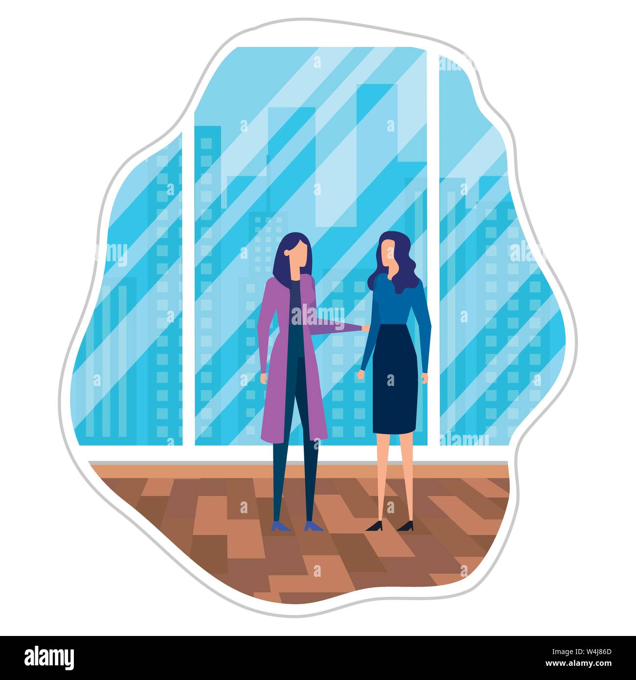 elegant young businesswomen in the workplace Stock Vector Image & Art ...