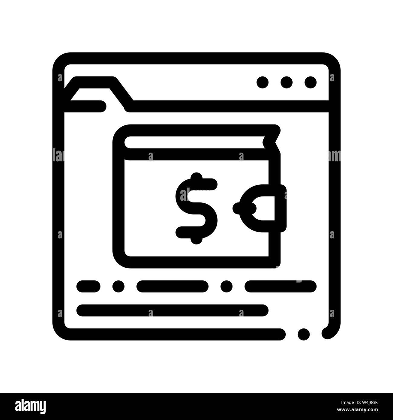 Internet electronic wallet vector thin line icon stock vector image