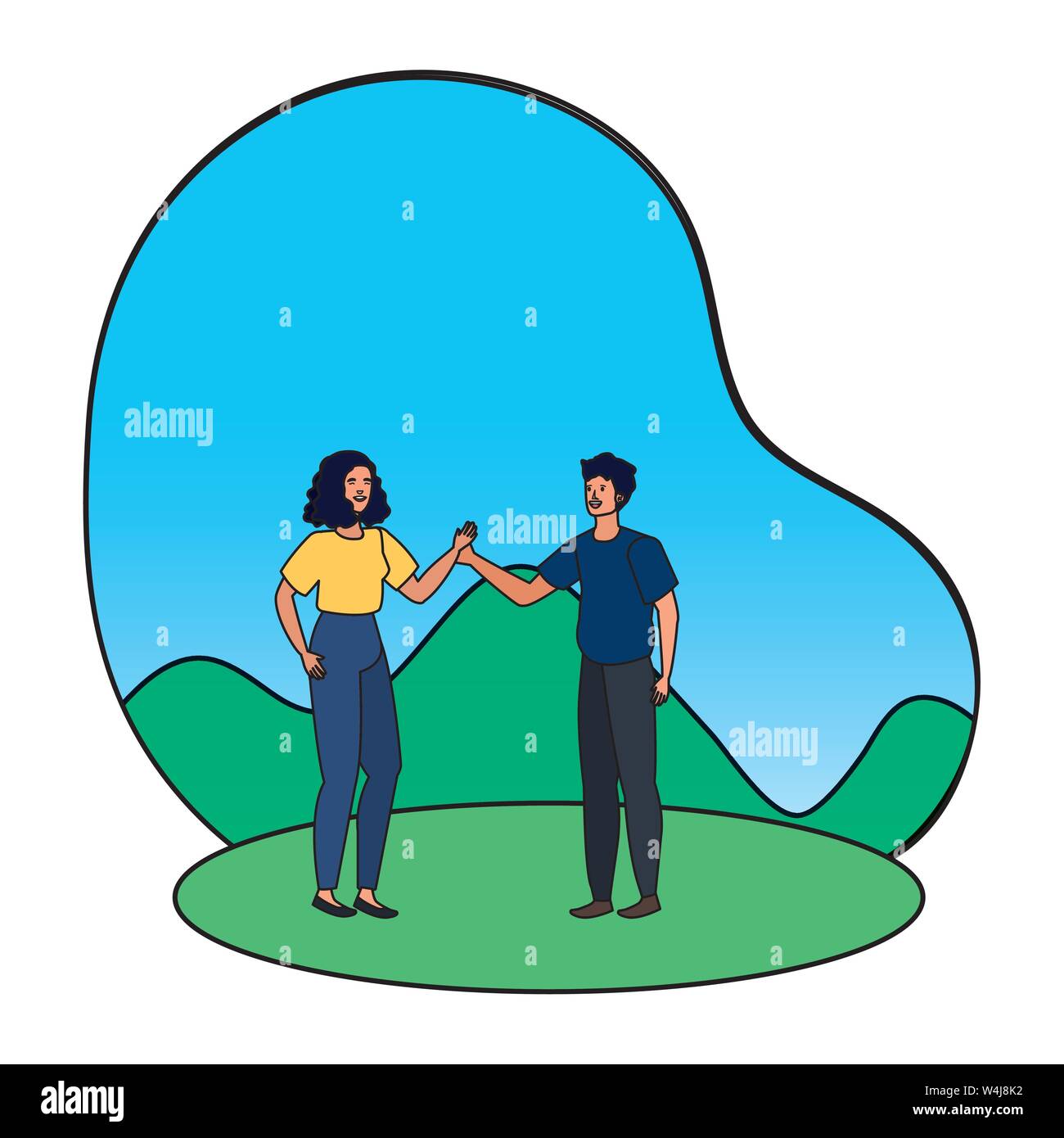 young lovers couple in the landscape Stock Vector Image & Art - Alamy