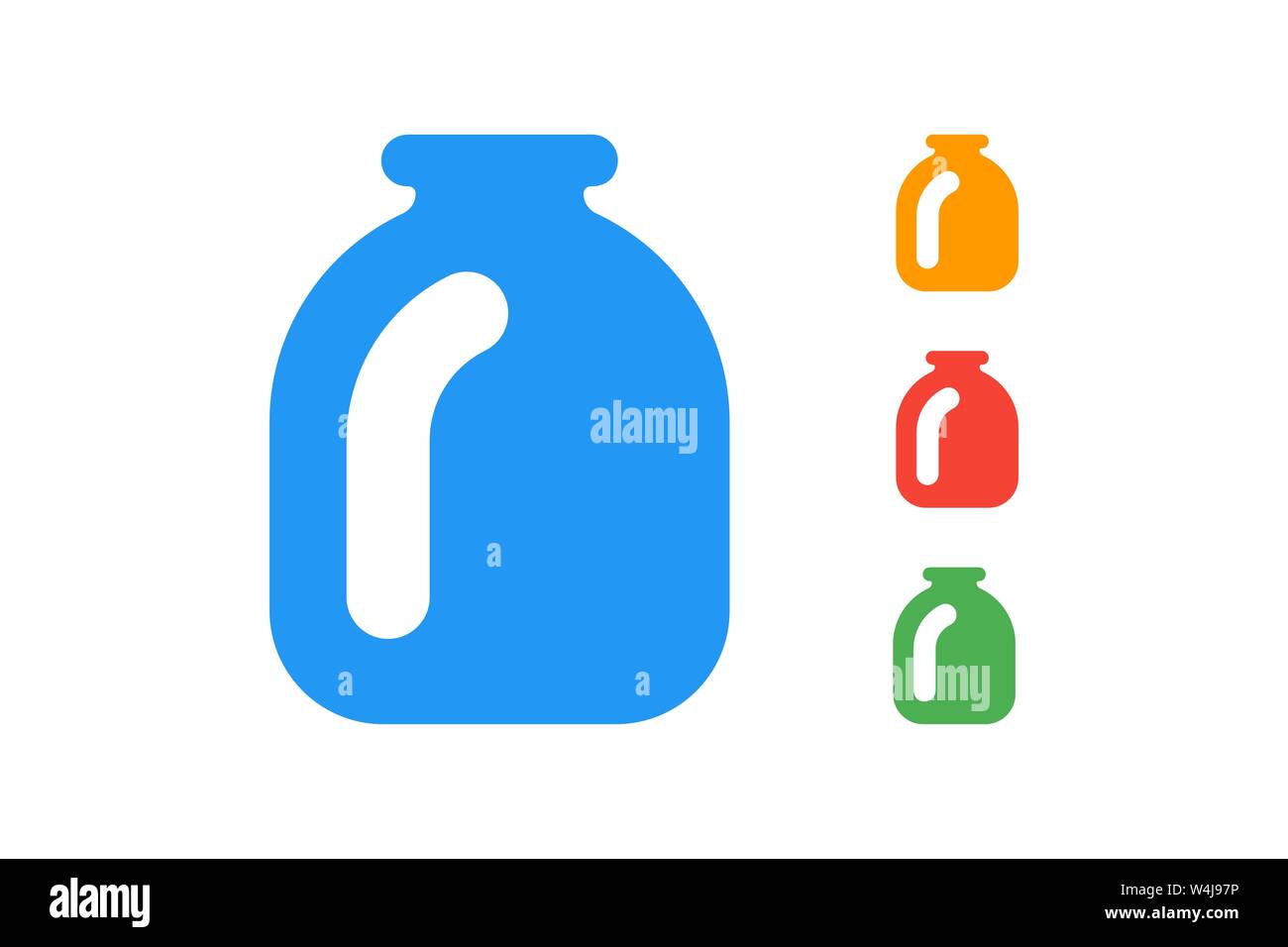 Glass jar flat vector illustration set. Kitchen bottle blue red green orange icons Stock Vector