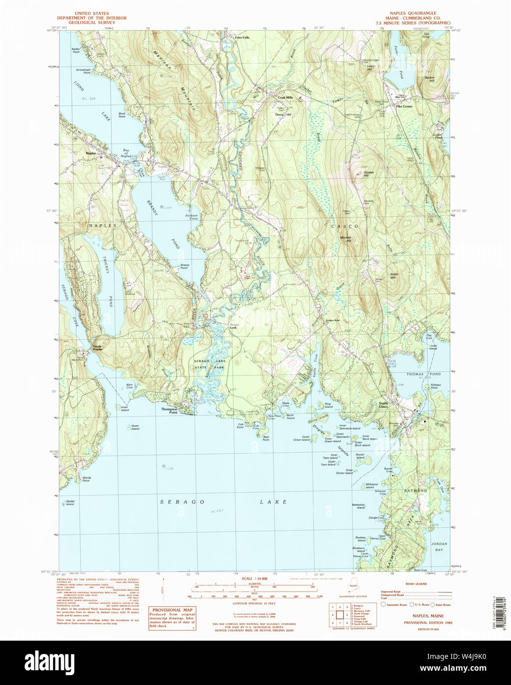 Maine USGS Historical Map Naples 102797 1983 24000 Restoration Stock