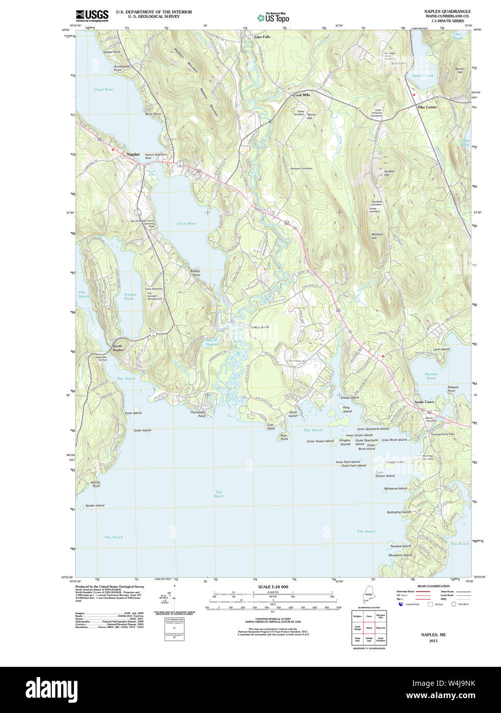 Maine USGS Historical Map Naples 20110825 TM Restoration Stock Photo
