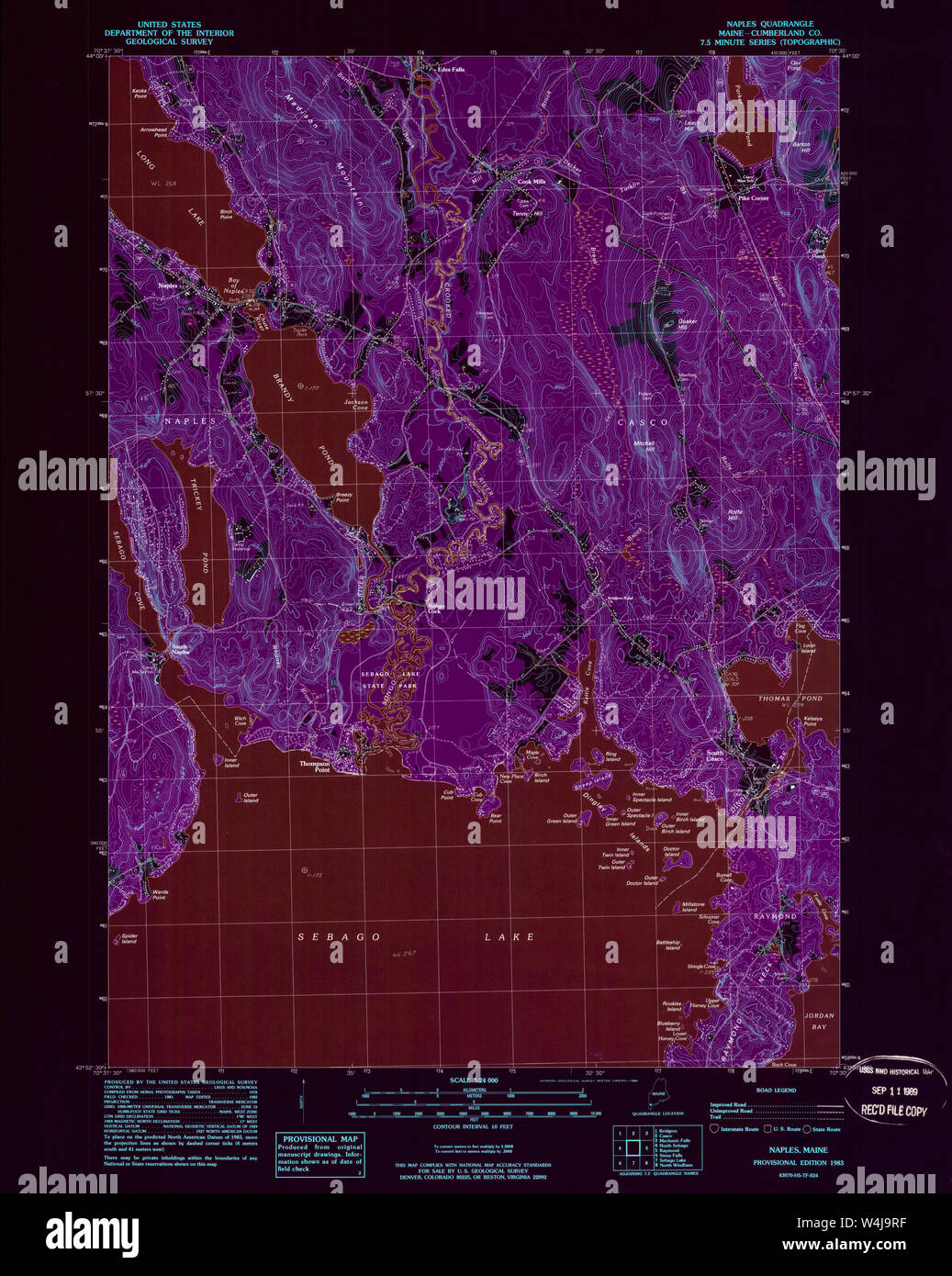 Maine USGS Historical Map Naples 806951 1983 24000 Inversion