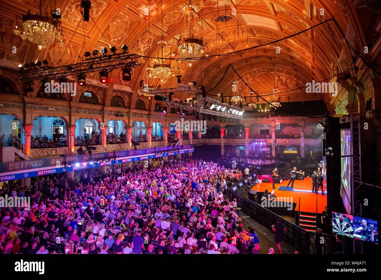 Empress Ballroom Winter Gardens Blackpool. 23rd July, 2019. 2019 Betfred World Matchplay Darts; Day Four; Fans pack the Empress Ballroom to watch the darts Credit: Action Plus Sports/Alamy Live News Stock Photo