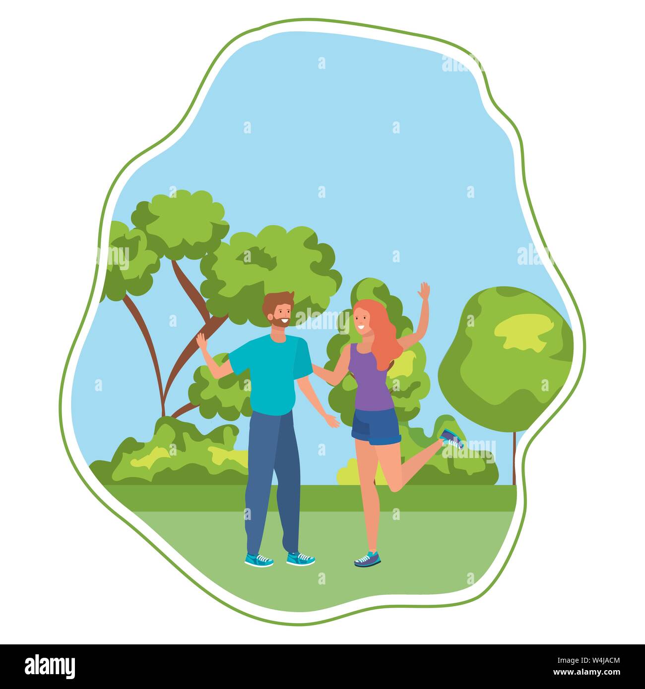 young lovers couple celebrating in the park Stock Vector Image & Art ...