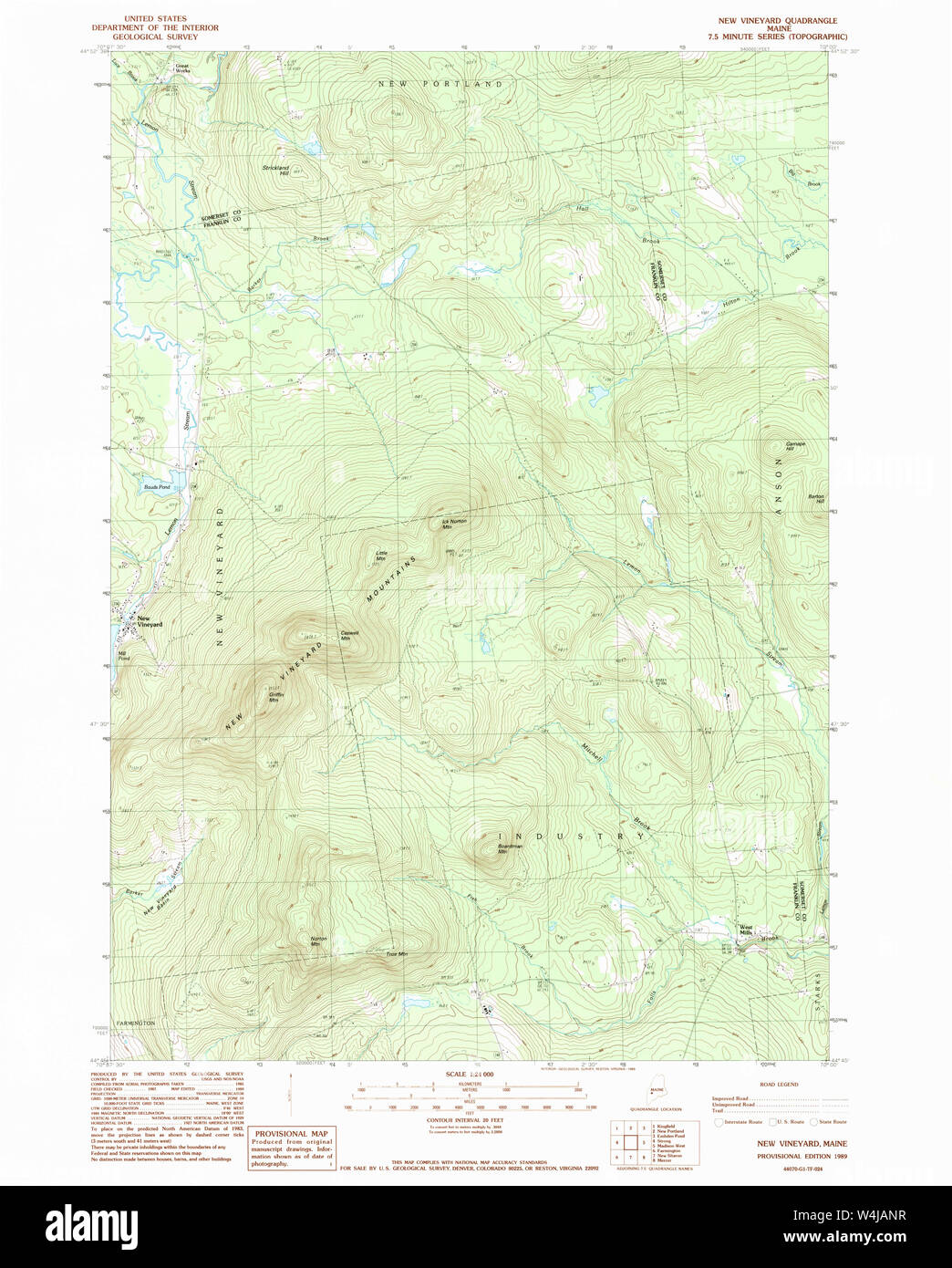 Maine USGS Historical Map New Vineyard 102808 1989 24000 Restoration