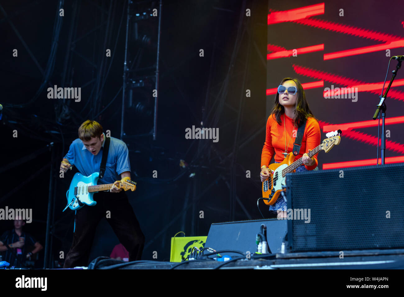 July 21, 2019 - Henry Wade and Esme Dee Hand Halford of The Orielles at Bluedot festival , Jodrell Bank, Uk, Cheshire (Credit Image: © Andy Von Pip/ZUMA Wire) Stock Photo