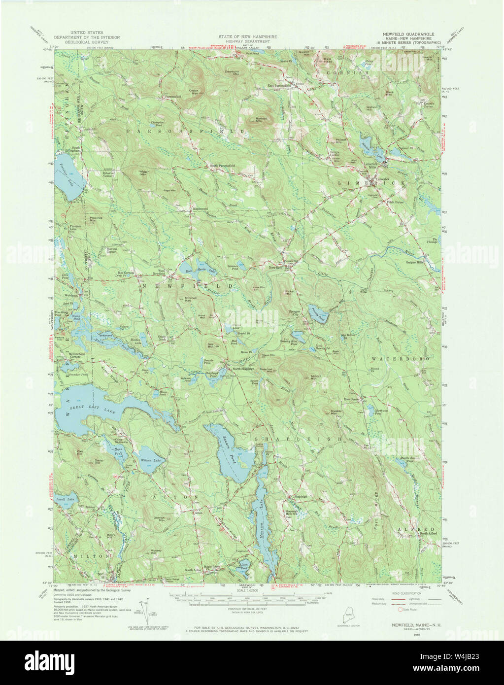 Maine USGS Historical Map Newfield 306678 1958 62500 Restoration Stock