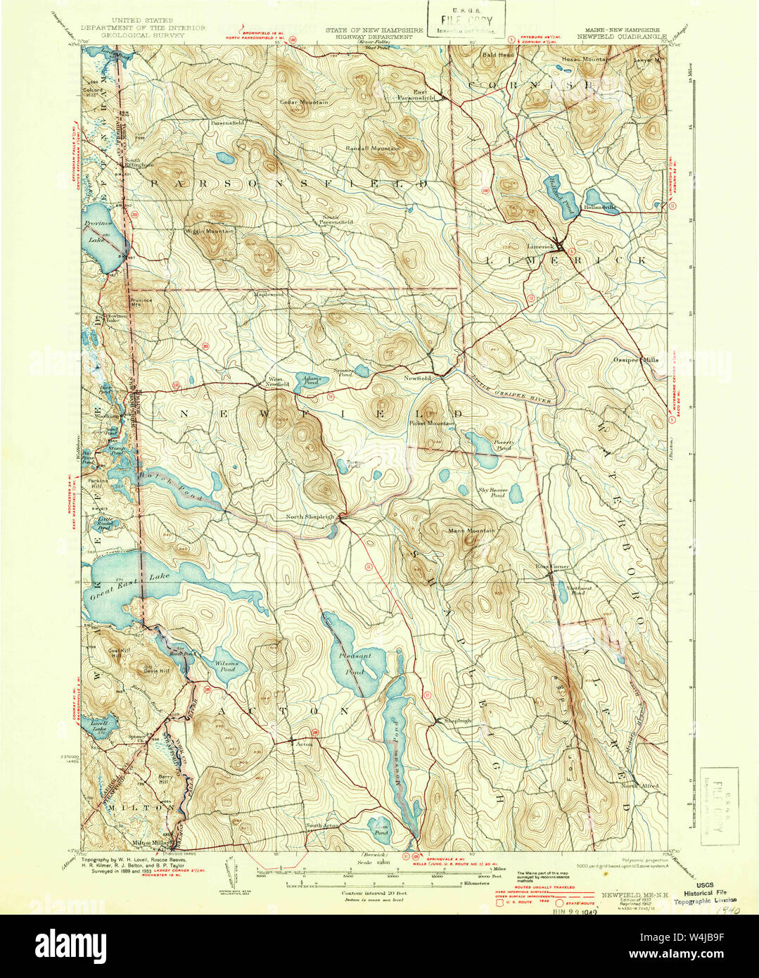 Maine USGS Historical Map Newfield 460654 1937 62500 Restoration Stock Photo Alamy