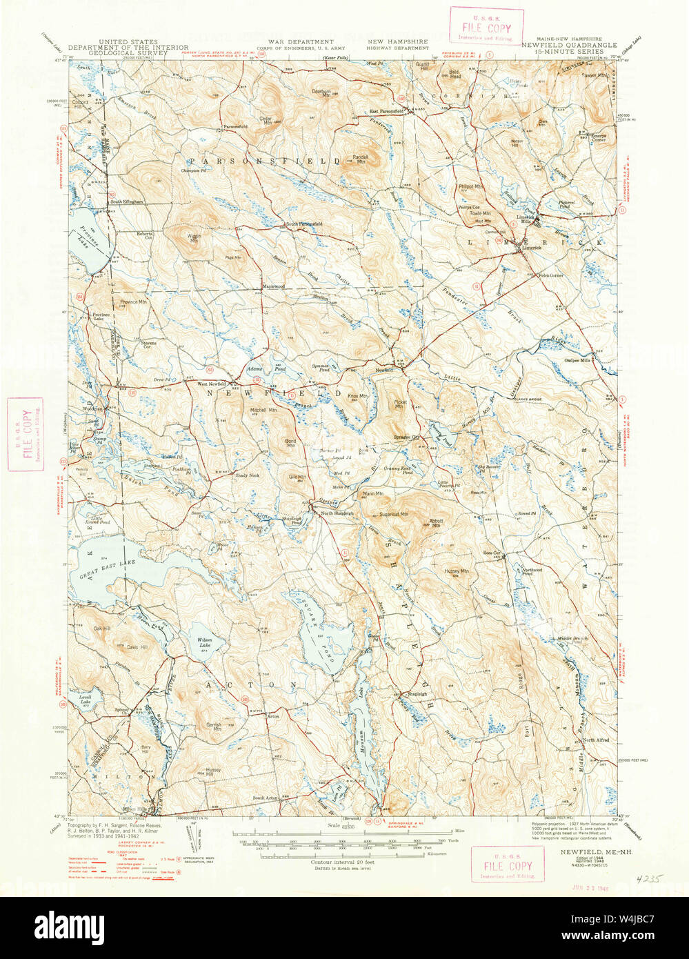 Maine USGS Historical Map Newfield 460656 1944 62500 Restoration Stock