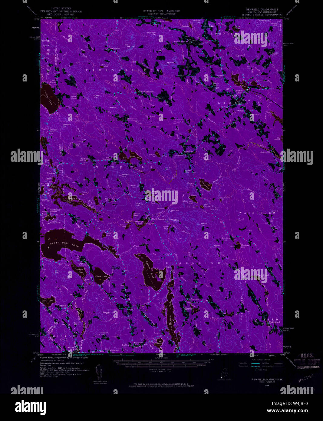 Maine USGS Historical Map Newfield 460658 1958 62500 Inversion Restoration Stock Photo Alamy