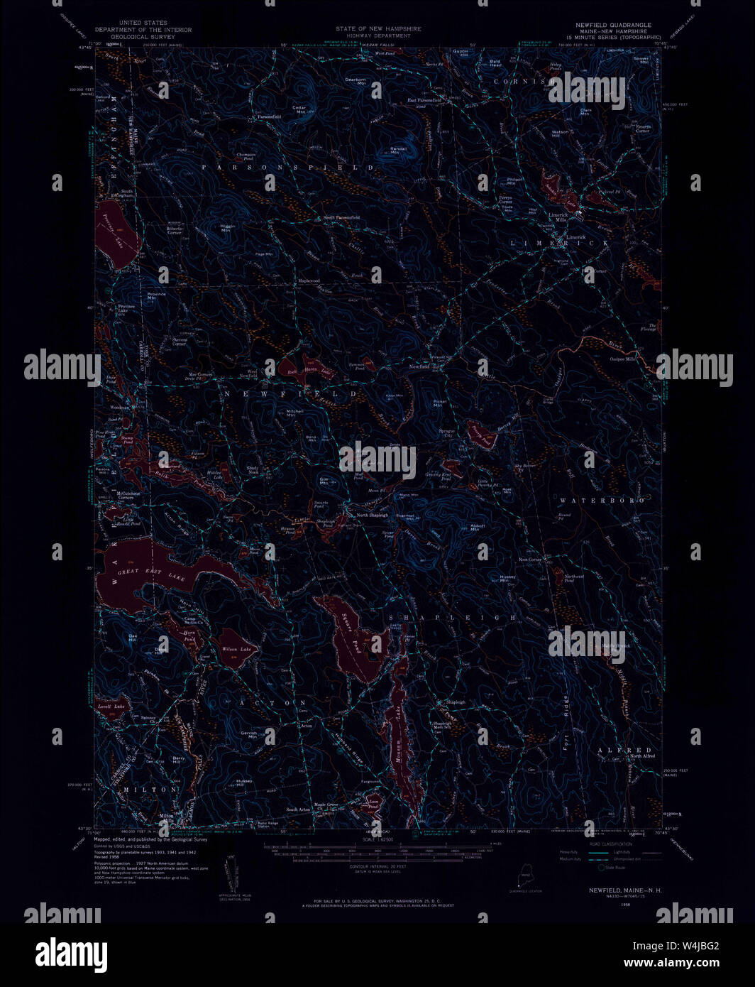 Maine USGS Historical Map Newfield 460659 1958 62500 Inversion