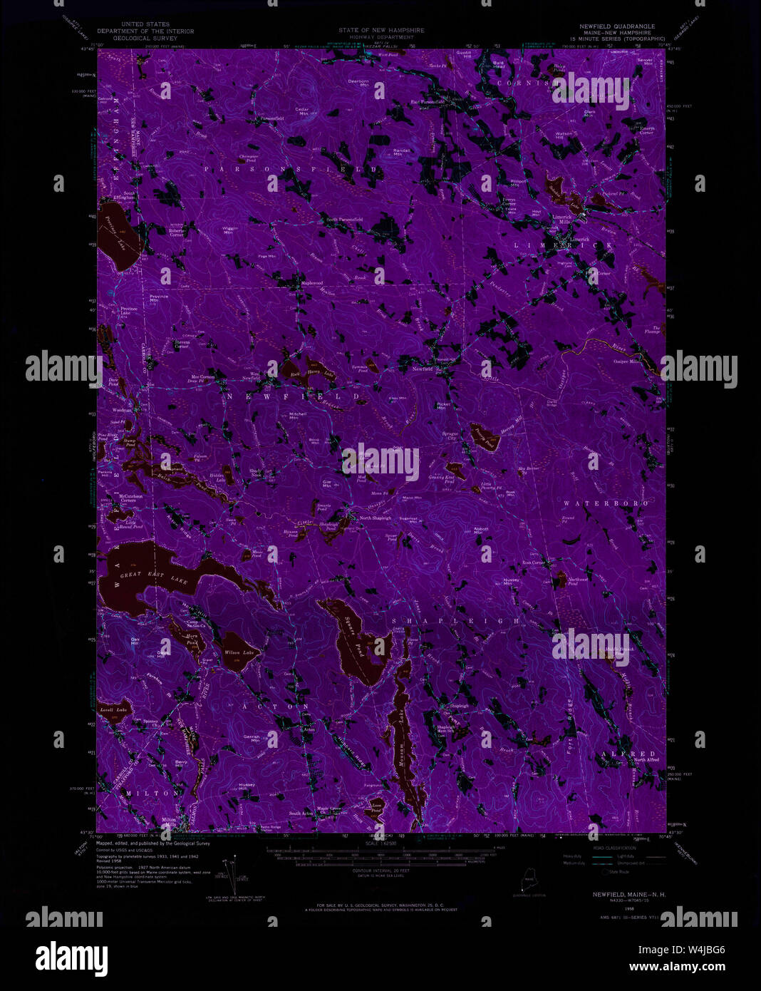 Maine USGS Historical Map Newfield 460660 1958 62500 Inversion Restoration Stock Photo Alamy