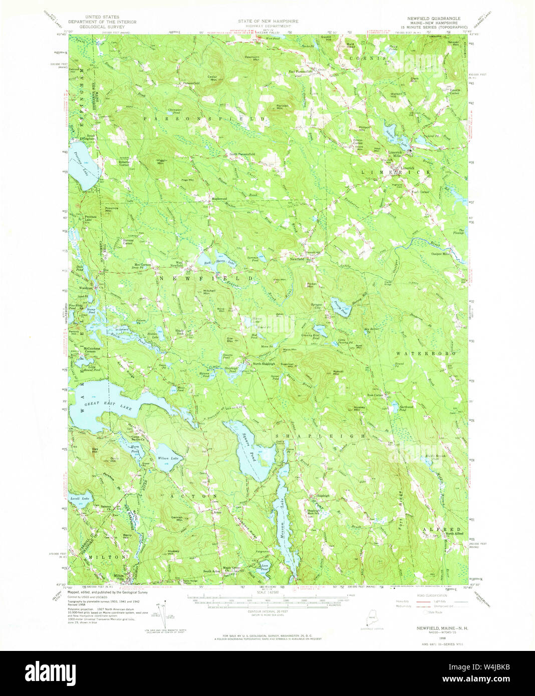 Maine USGS Historical Map Newfield 460660 1958 62500 Restoration Stock Photo Alamy