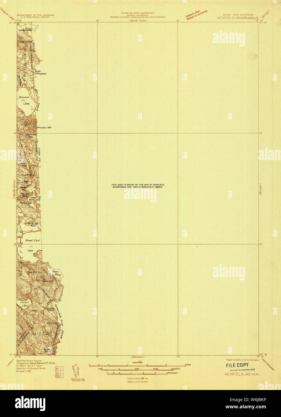 Maine USGS Historical Map Newfield 807579 1933 48000 Restoration Stock