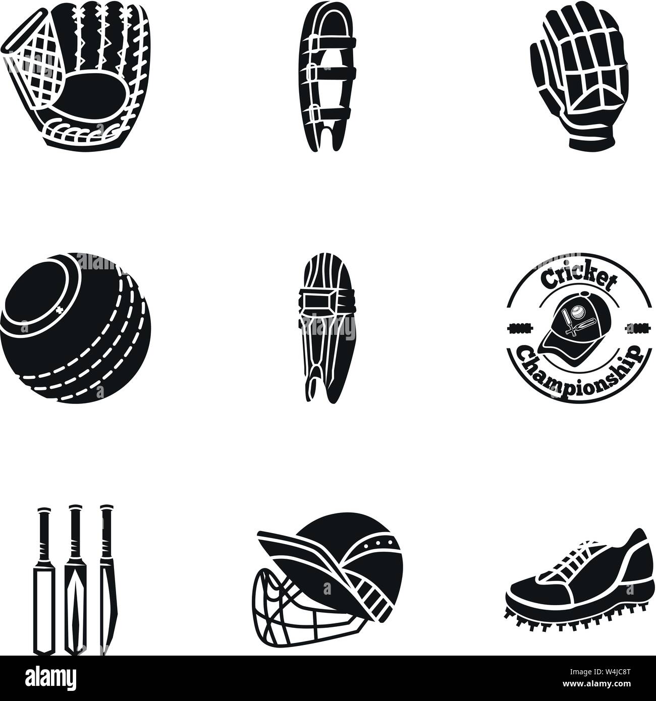 Bundle of Cricket Accessories Doodle Icons 27728562 Vector Art at