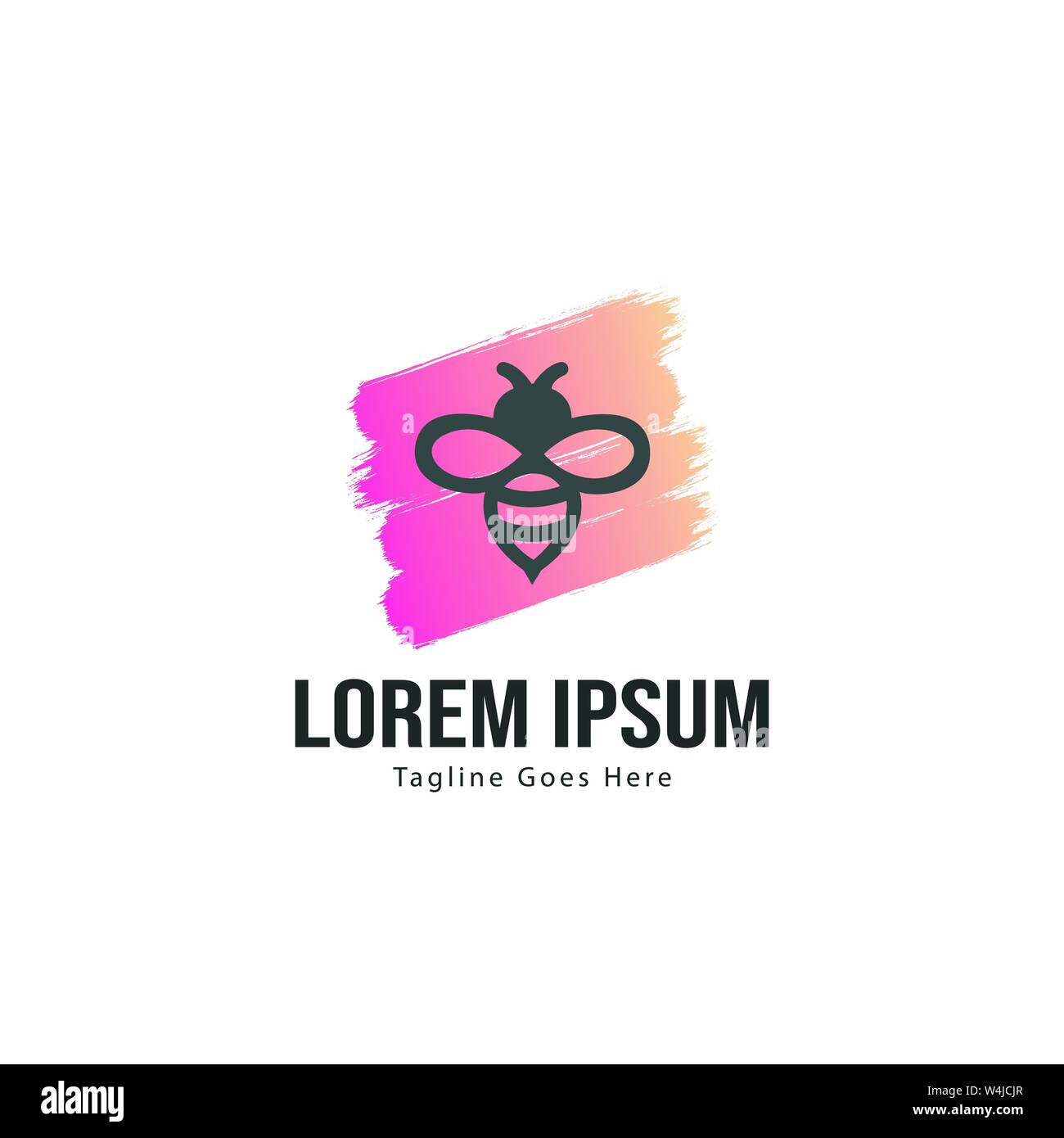 Bee logo template design. Minimalist bee logo with modern frame vector design Stock Vector