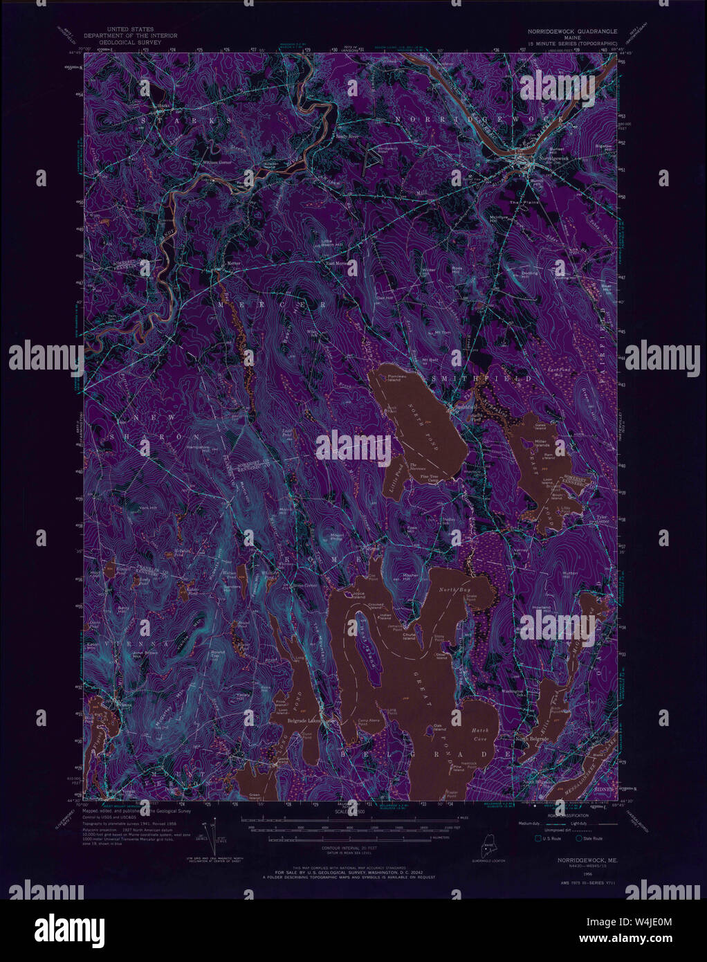 Maine USGS Historical Map Norridgewock 306686 1956 62500 Inversion