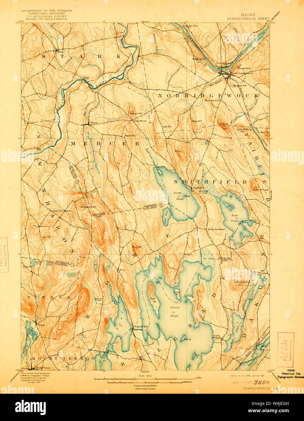 Maine USGS Historical Map Norridgewock 807588 1898 62500 Restoration