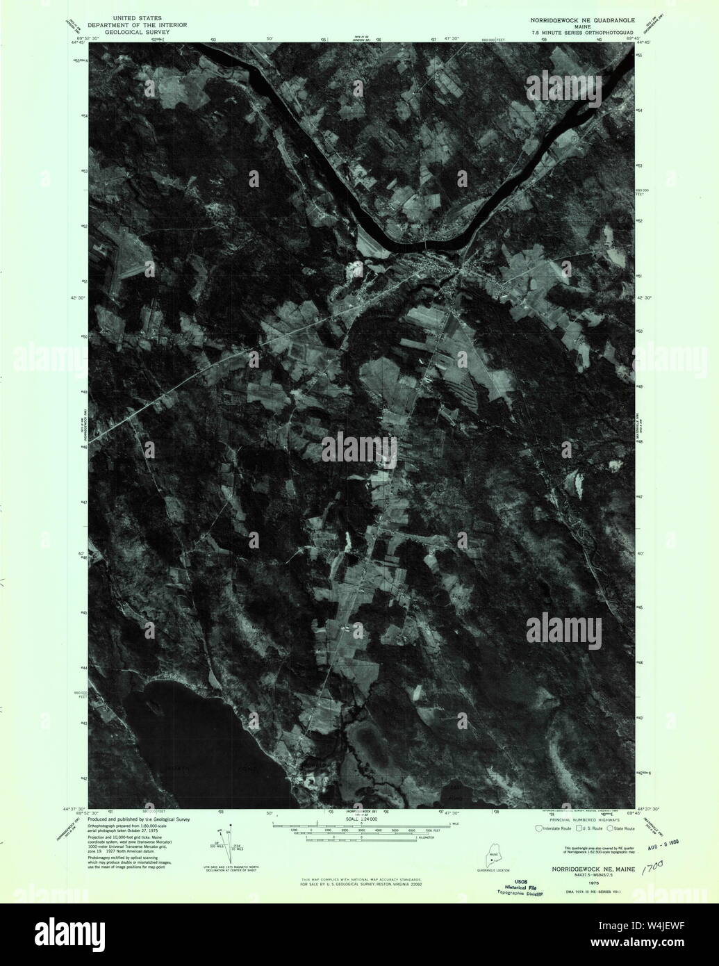 Maine USGS Historical Map Norridgewock NE 806970 1975 24000 Restoration