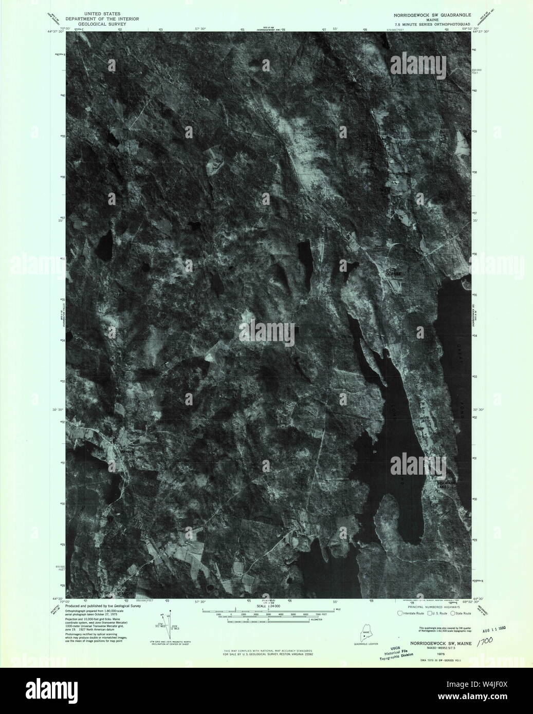 Maine USGS Historical Map Norridgewock SW 806973 1975 24000 Restoration