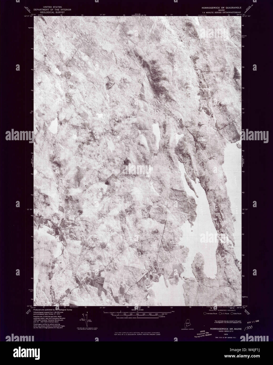Maine USGS Historical Map Norridgewock SW 806973 1975 24000 Inversion